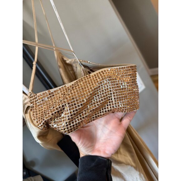 retrofete Emery Silk Crystal Embellished Gown Dress Nude Womens Size Small - Picture 11 of 16